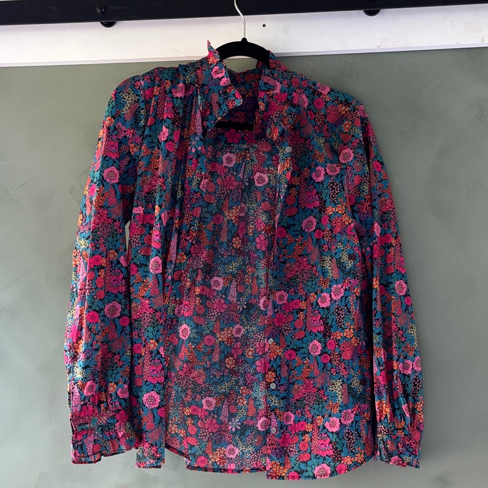 J. Crew Floral liberty print  Button Down Shirt - Pink and Blue